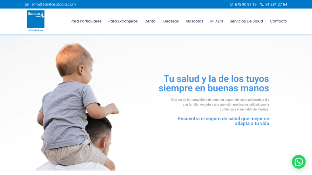 Captura de la portada de la web de Sanitas Alcalá de Henares