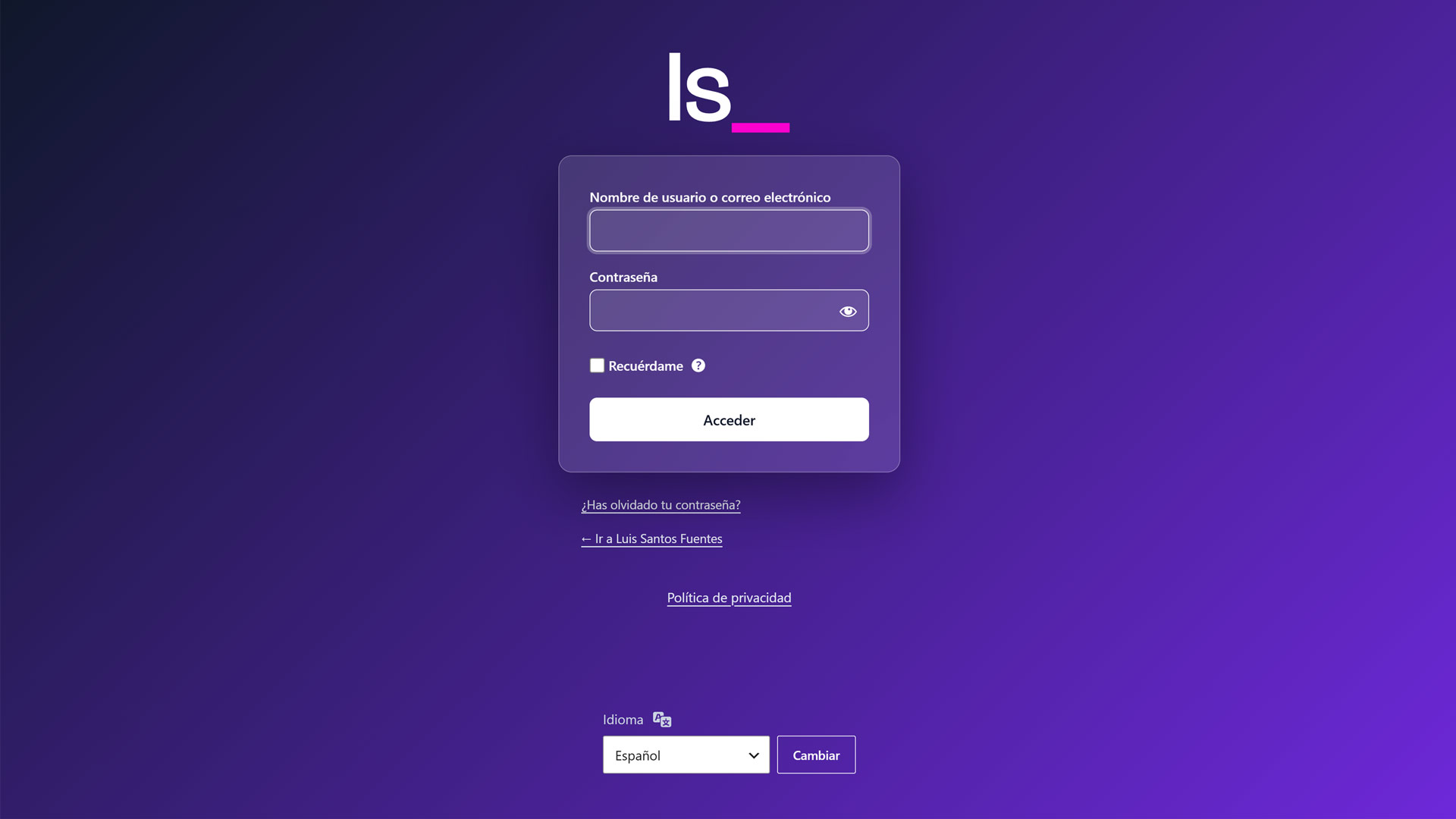 Página de acceso de WordPress de lsantos-cv.es personalizada con el plugin Custom Admin Access