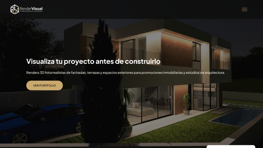 Captura de la portada de RenderVisual, renders 3D de viviendas e interiores