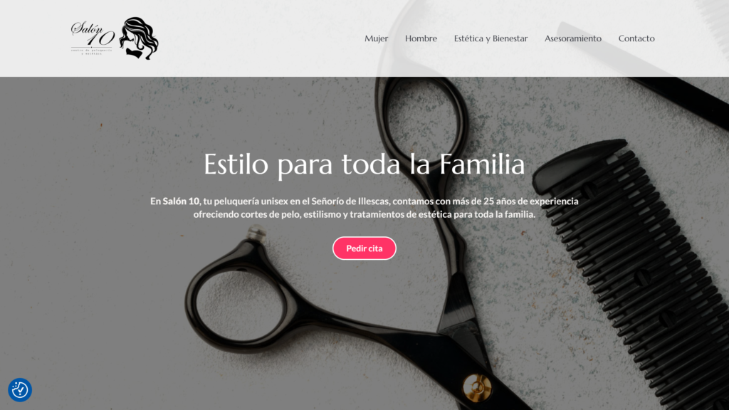 Captura de la portada de Salón 10, peluquería y estética en Illescas